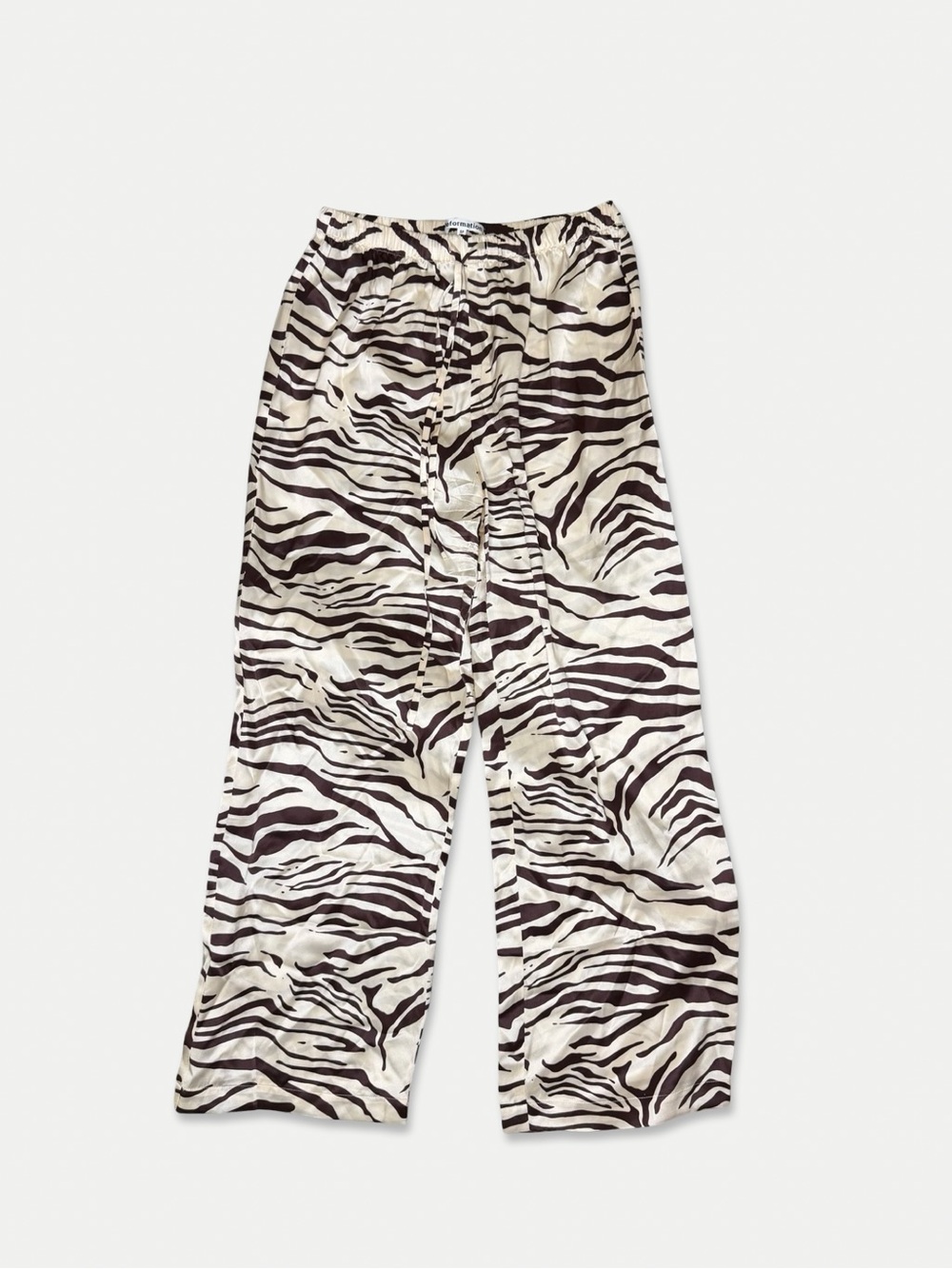 Reformation Cream & Brown Zebra Wide-Leg Pants Size SP SILK GUC